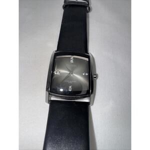 Armitron Men's Black Leather Buckle Band Analog Watch Water Resistant 165 FT